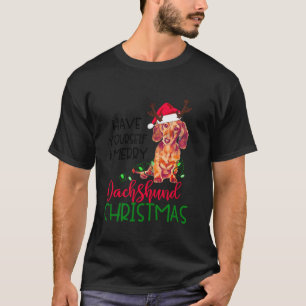 Retro Have Yourself Merry Dachshund Christmas Wein T-Shirt