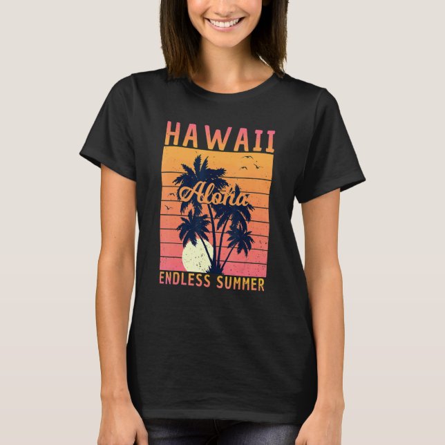Retro Hawaii Aloha Endless Summer Surfing Summer F T-Shirt (Front)