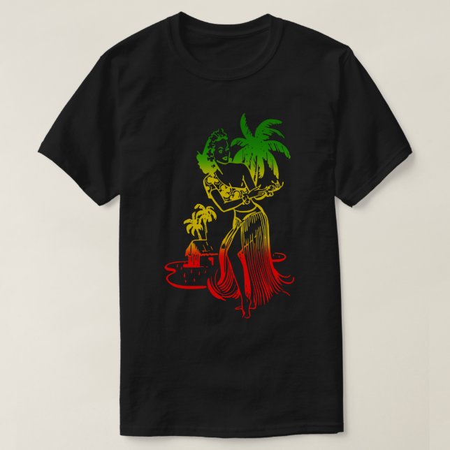 Retro Hawaii Hula Dancer T-Shirt (Design Front)