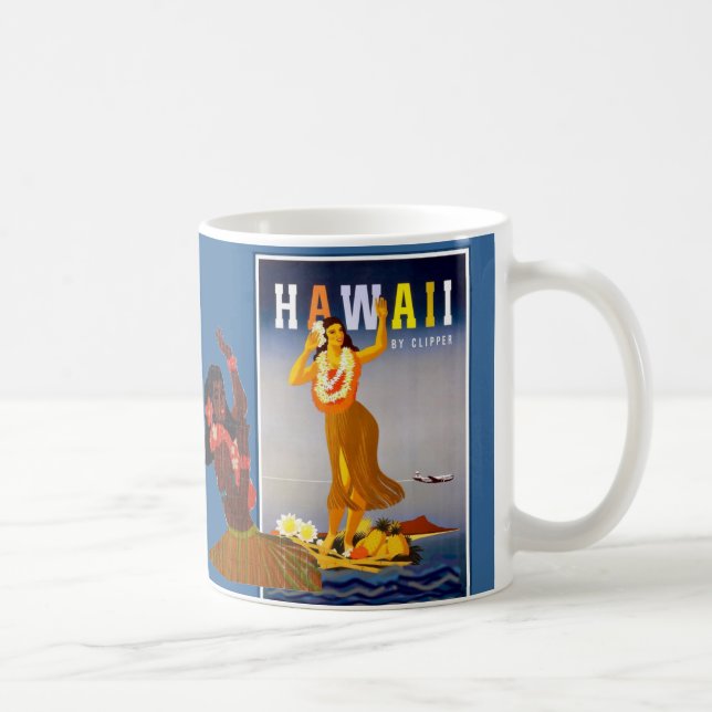 Retro Hawaii Hula Girl Art Coffee Mug (Right)
