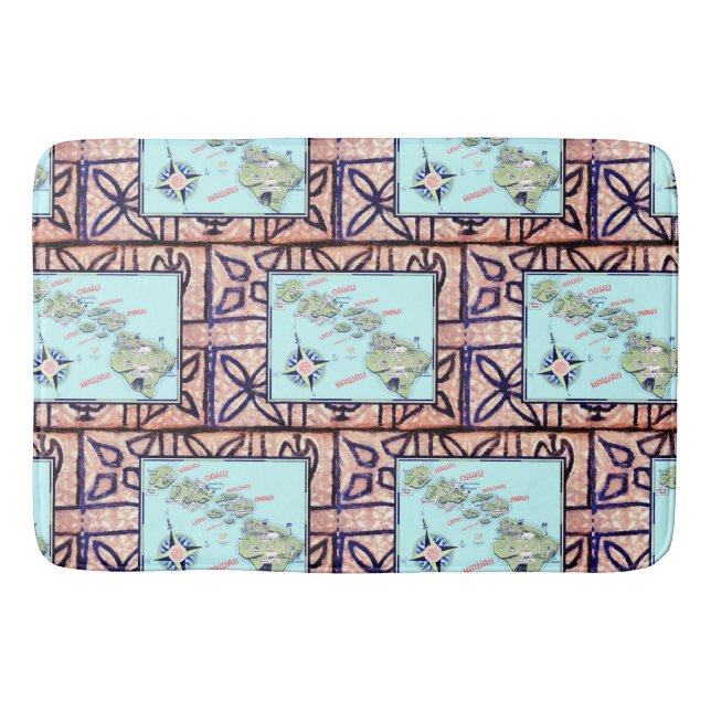 Retro Hawaii Map  Bath Mat (Front)