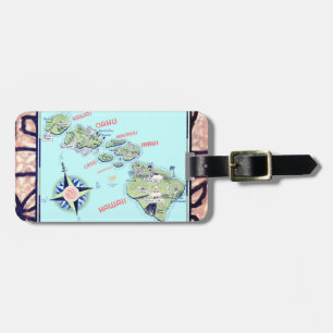Retro Hawaii Map Luggage Tag