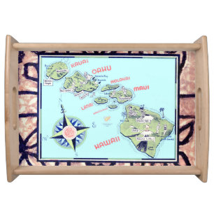Retro Hawaii Map Serving Tray