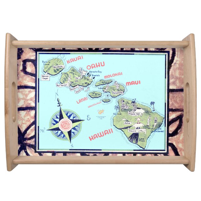 Retro Hawaii Map  Serving Tray (Front)
