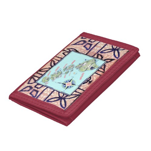 Retro Hawaii Map  Trifold Wallet