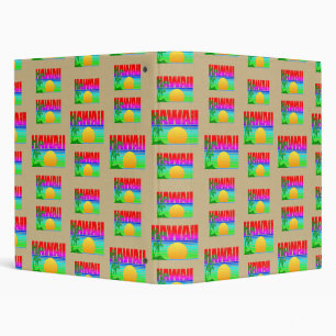 Retro Hawaii Sunset Beach 3 Ring Binder