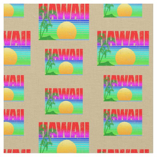 Retro Hawaii Sunset Beach Fabric