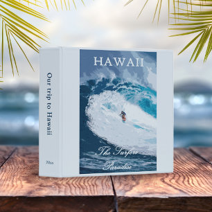 Retro Hawaii Surfing Travel Poster Scrapbook 3 Ring Binder