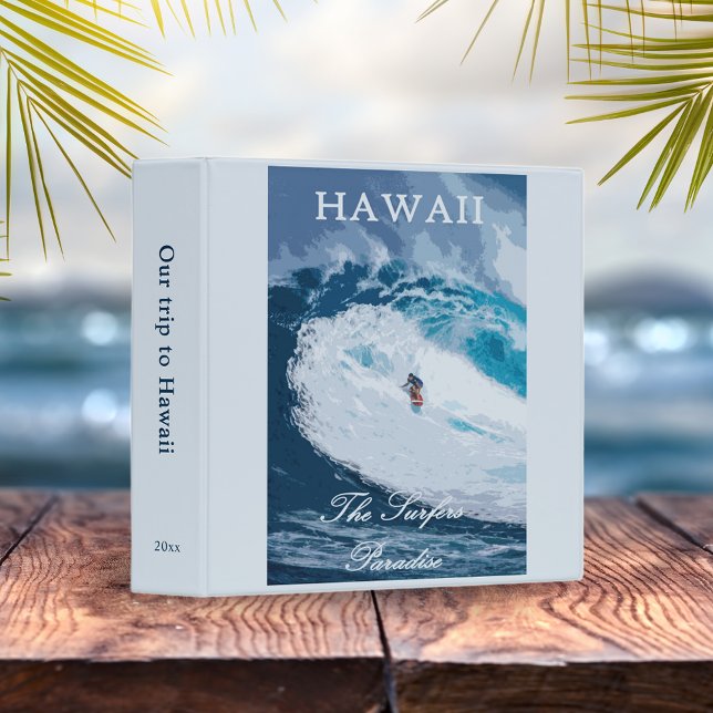 Retro Hawaii Surfing Travel Poster Scrapbook 3 Ring Binder (Creator Uploaded)