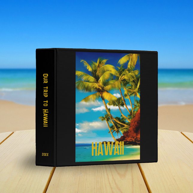 Retro Hawaii Vacation Travel Poster Scrapbook 3 Ring Binder (Creator Uploaded)