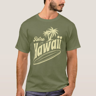 Retro Hawaii Vibes with Palm Trees and Surfboard  T-Shirt