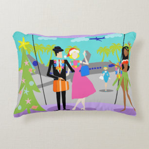 Retro Hawaiian Christmas Accent Pillow