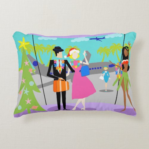 Retro Hawaiian Christmas Accent Pillow