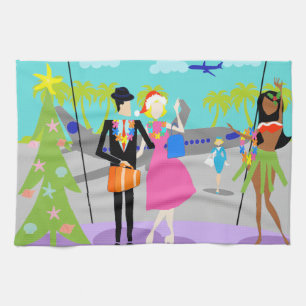 Retro Hawaiian Christmas Kitchen Towel