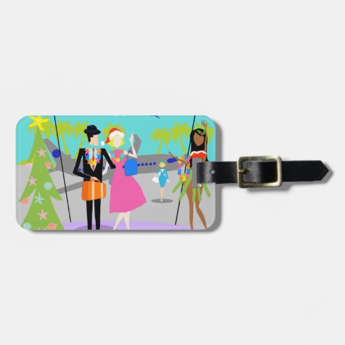 Retro Hawaiian Christmas Luggage Tag