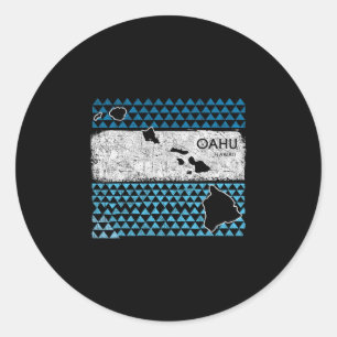 Retro Hawaiian Island Oahu Hawaii Volcano Vacation Classic Round Sticker