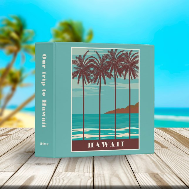 Retro Hawaiian Travel Poster Scrapbook 3 Ring Binder (Creator Uploaded)
