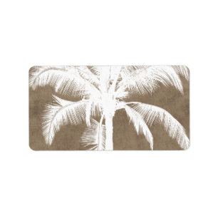 Retro Hawaiian Tropical Palm Tree Silhouette White Label