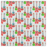 Retro Hawaiian Ukulele Floral Fabric