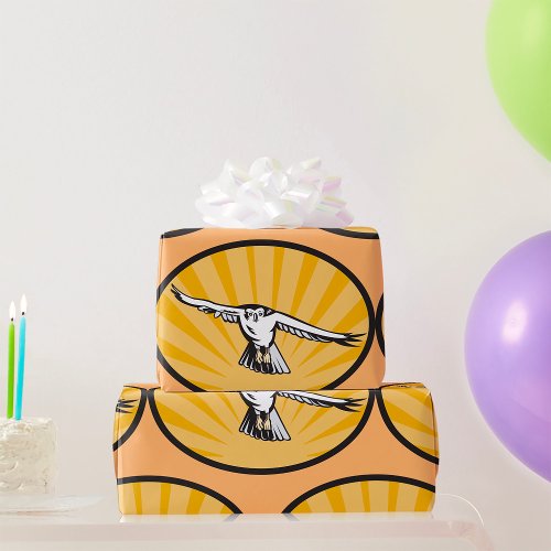 Retro Hawk Flying Wrapping Paper