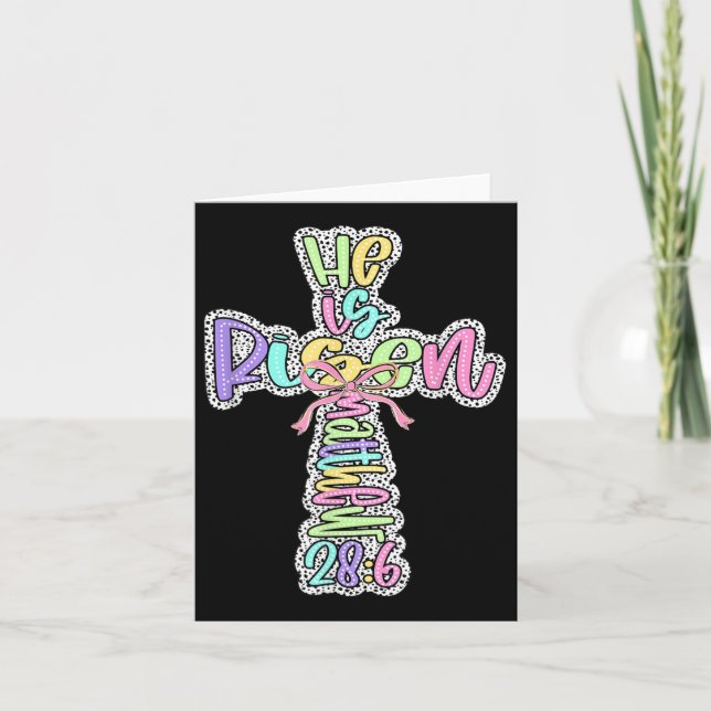 Retro He Is Risen Cross Easter Resurrection Jesus  Card (Front)