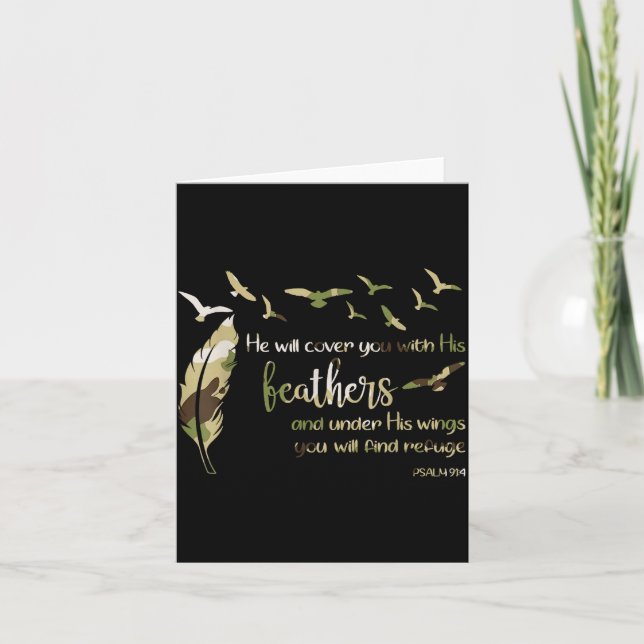 Retro He Will Cover You With His Beathers Jesus Re Card (Front)