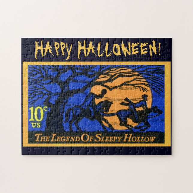 Retro Headless Horseman Stamp Jigsaw Puzzle (Horizontal)