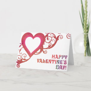 Retro Heart and Swirls Valentines Day Card