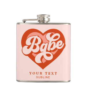 Retro Heart Bride Babe Tribe Bachelorette  Flask
