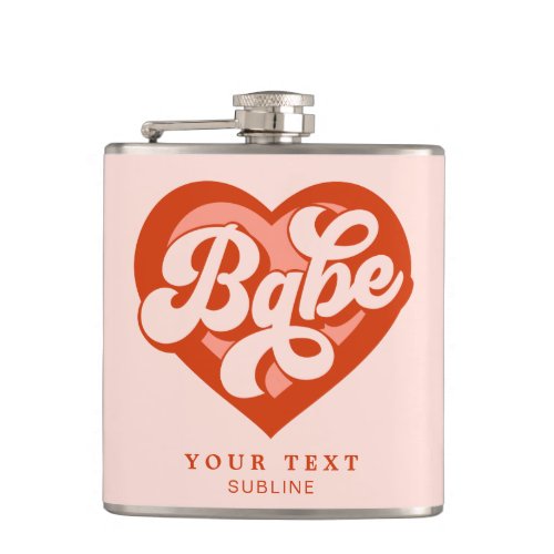 Retro Heart Bride Babe Tribe Bachelorette  Flask