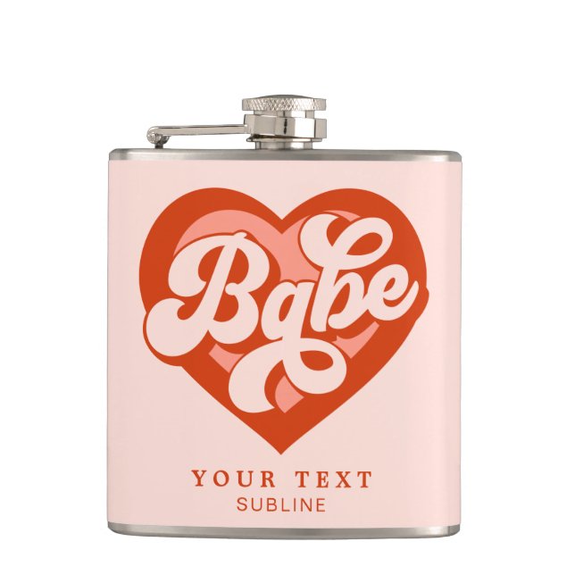 Retro Heart Bride Babe Tribe Bachelorette  Flask (Front)