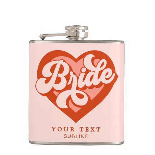 Retro Heart Bride Babe Tribe Bachelorette  Flask