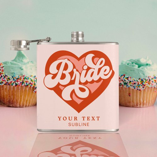 Retro Heart Bride Babe Tribe Bachelorette  Flask