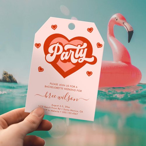  Retro Heart Bride Bachelorette Party  Invitation