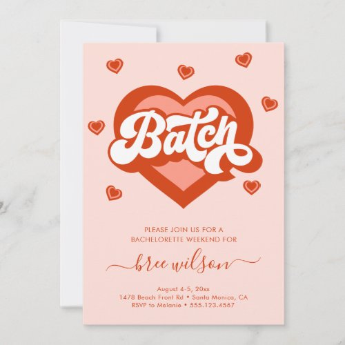 Retro Heart Bride Bachelorette Party  Invitation