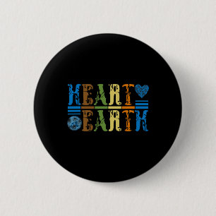 Retro Heart Earth Anagram Vintage Earth Day Love Button