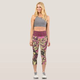 Retro Heart & Gothic Floral Photo Print Leggings
