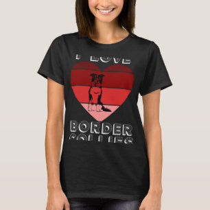 Retro Heart I Love Border Collie  For Girls Valent T-Shirt