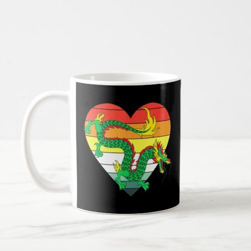 Retro Heart Mythical Creature Chinese Asian Cultur Coffee Mug
