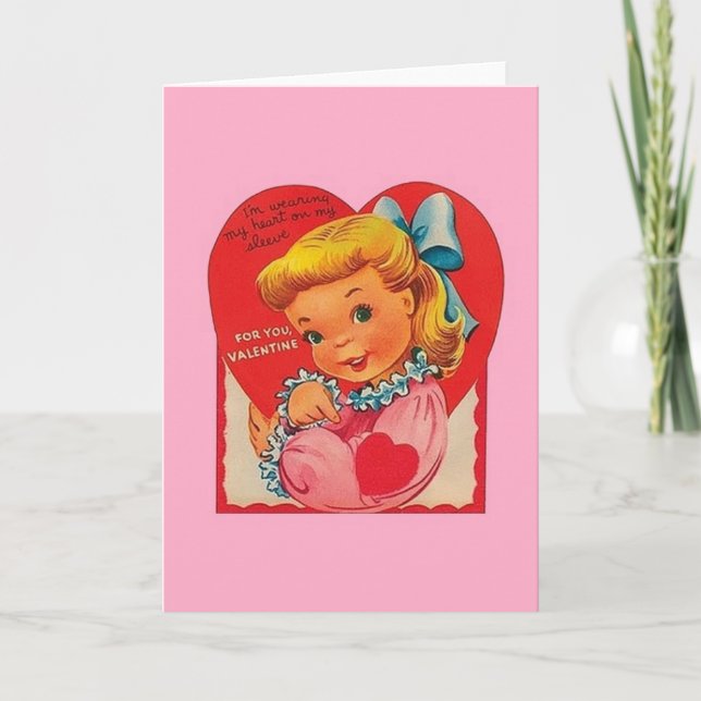 Retro  Heart On Sleeve Valentine's Day Card (Front)