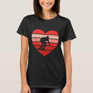 Retro heart skiing ski vintage valentine womens T-Shirt