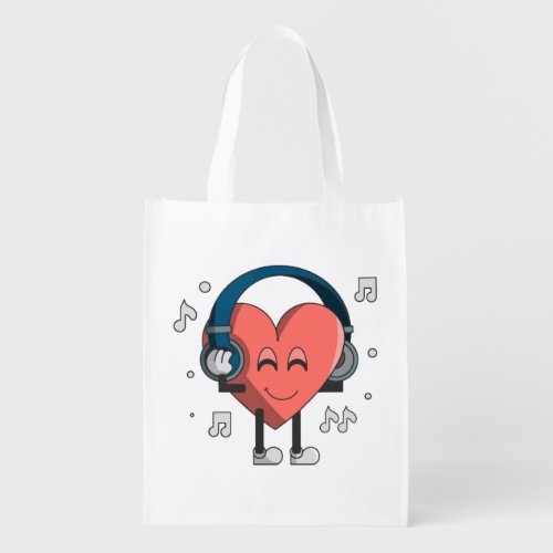 Retro Heart Stamp Grocery Bag