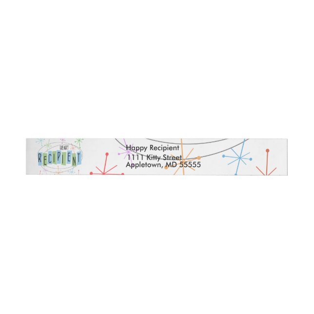 Retro Heart Transplant Recipient, stars Wrap Around Address Label (Individual)