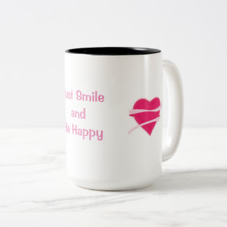Retro Heart With Ribbon Two-Tone Coffee Mug