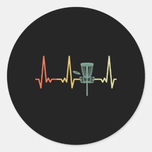 Retro Heartbeat Disc Golf  Classic Round Sticker