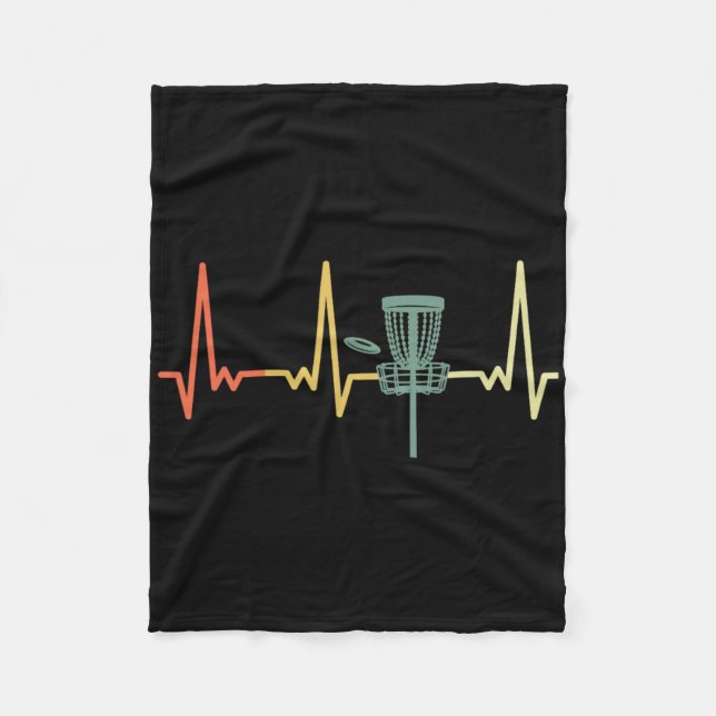 Retro Heartbeat Disc Golf  Fleece Blanket (Front)