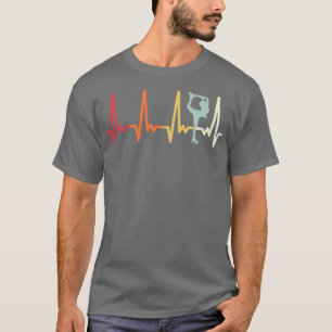 Retro heartbeat figure skating vintage pulse ice s T-Shirt