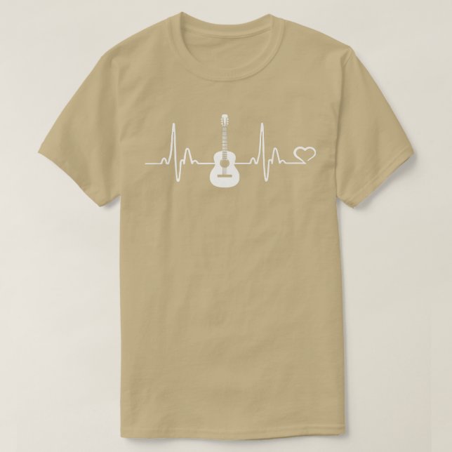 Retro Heartbeat Guitar Awesome Guitarist Clothing  T-Shirt (Design Front)