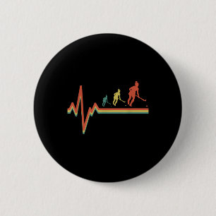 Retro Heartbeat Vintage Goalkeeper Field Hockey En Button