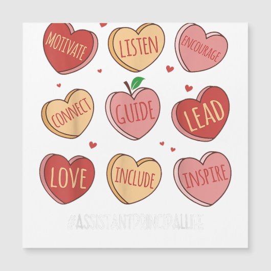 Retro Hearts Assistant Principal Life Funny Valent (Front)